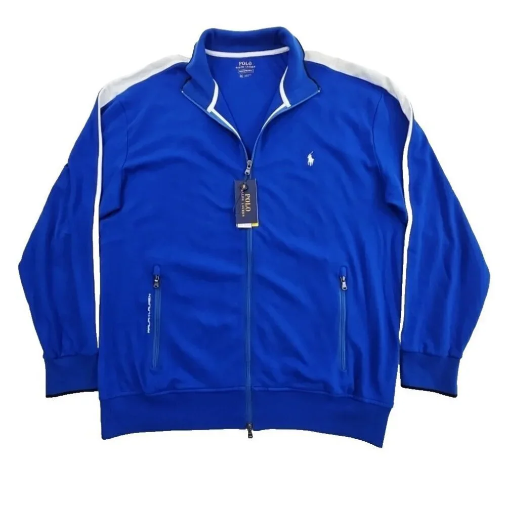 Polo Ralph Lauren Full Zip Jacket‎ Men's XLT NWT Blue White Pony Logo MSRP $125